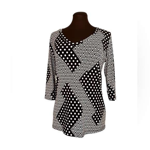 Jostar Colorblock 3/4 Sleeves Stretch Travel Knit Top Tunic - Picture 1 of 7